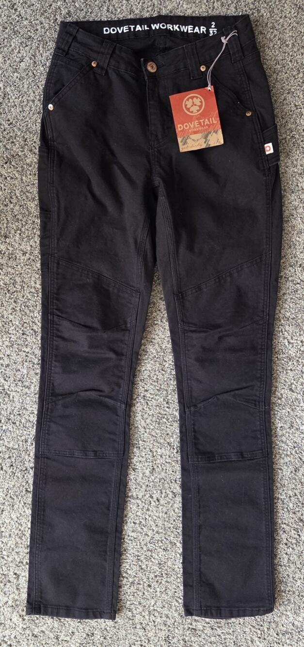 NWT Dovetail Workwear GO TO Stretch Canvas Pants Carbon Black Womens Size 2/32
